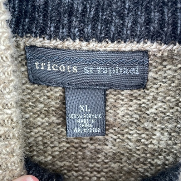 Vintage Tricots St. Raphael Nordic Pattern Mock Neck Sweater Sz XL - Picture 2 of 4